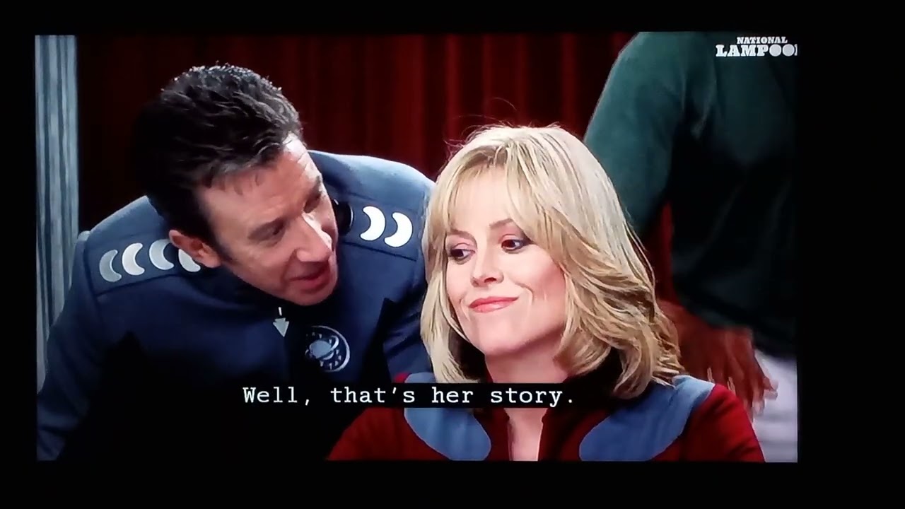 Galaxy Quest Gwen smiles at Jason and then is still upset about she's don't know him at first 