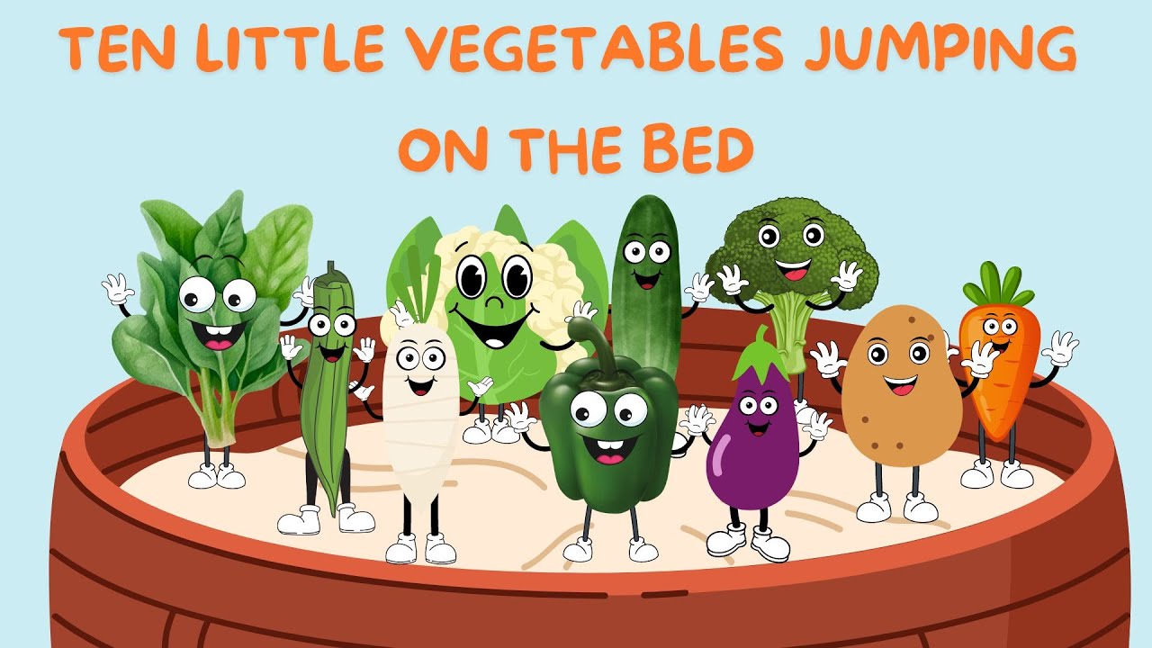 TEN LITTLE VEGETABLES JUMPING ON THE BED | FUN AND EDUCATIONAL SONG FOR KIDS | SooLoo kids