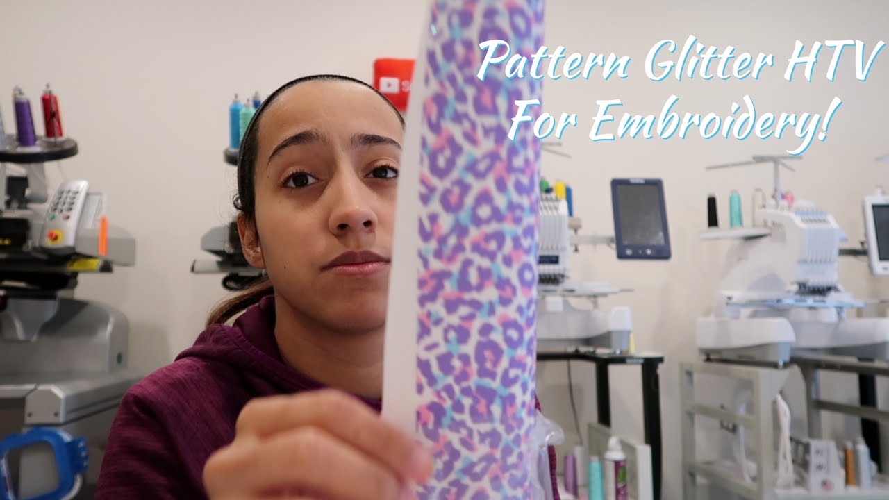 Combining Pattern Glitter HTV & Embroidery! How I Save Money When Making Embroidered Shirt Samples!