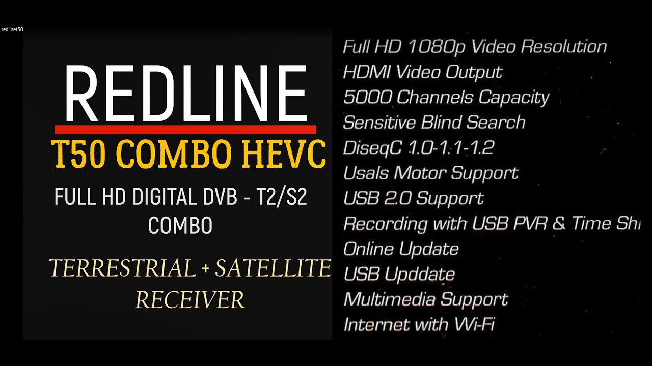 Redline T50 Combo. Спутниковый + DVB TV. Обзор ресивера, поиск,  настройка каналов DVB -T2. Часть 1.