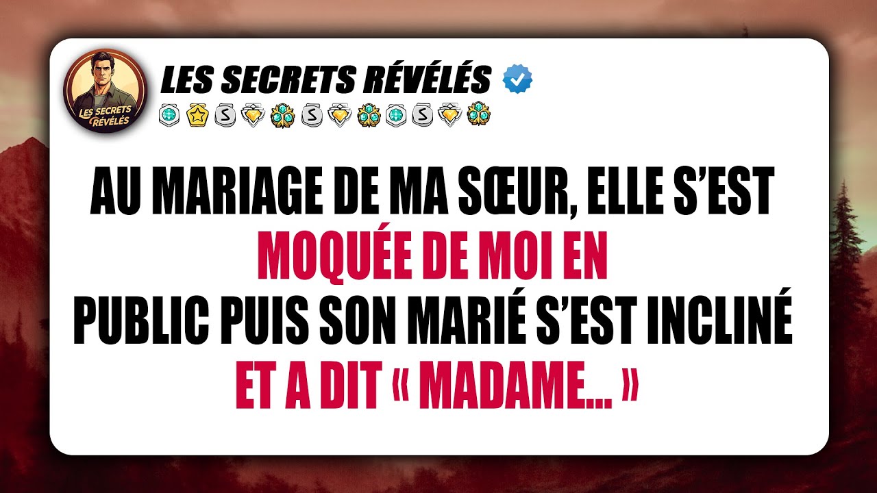 Au mariage de ma sœur, elle s’est moquée de moi en public — puis son marié s’est incliné et a dit...