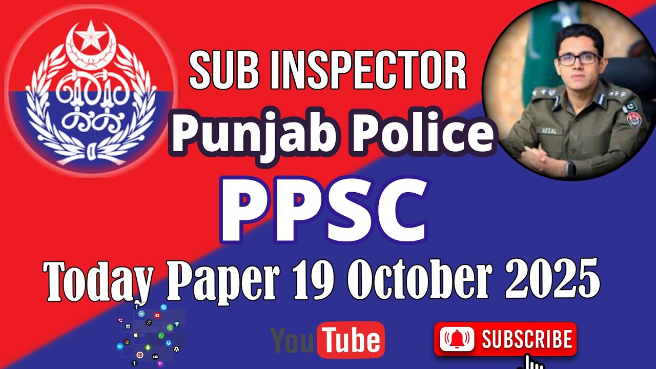 Today Sub Inspector Punjab Police paper held on 19-10-2025 | Today Sub Inspector Paper 2025