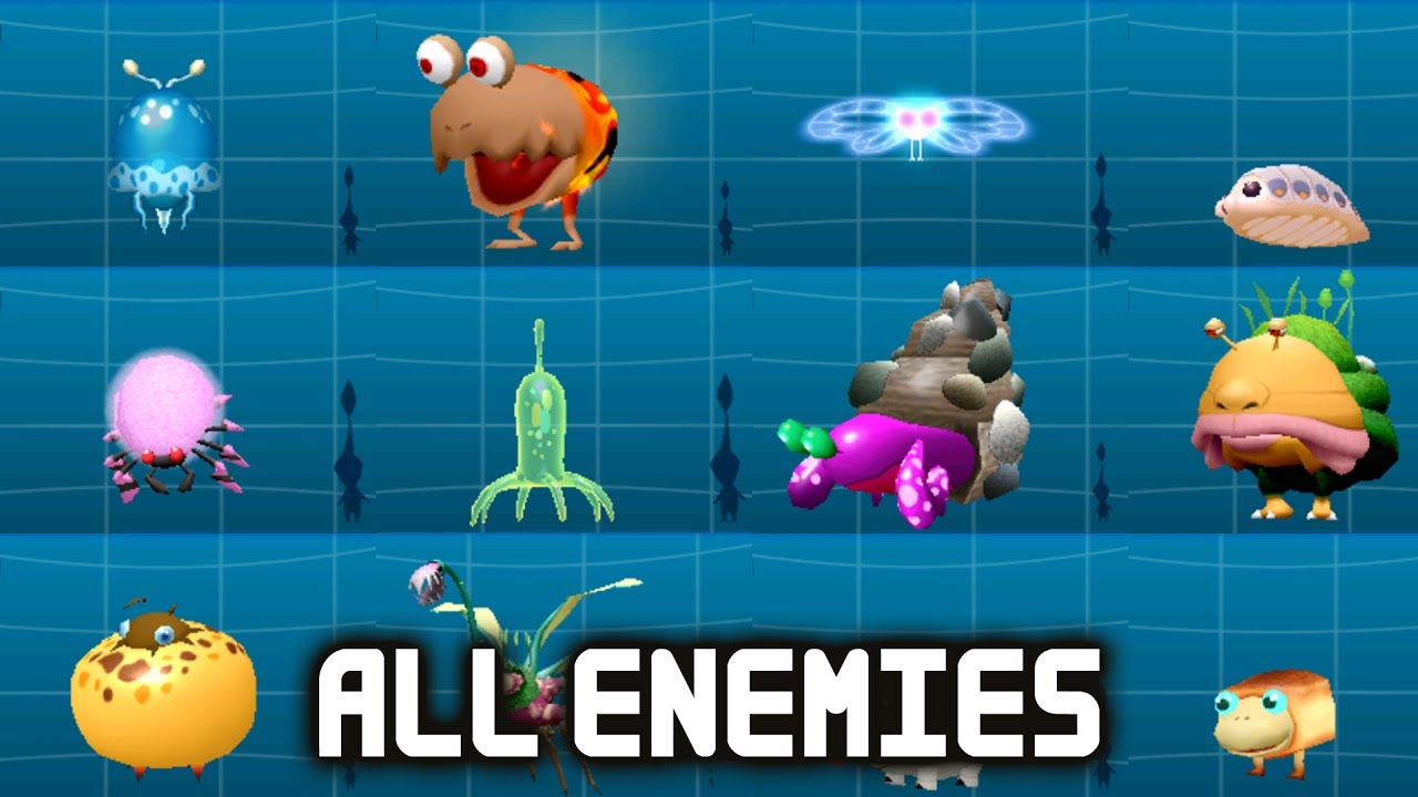 Hey! Pikmin - All Enemies (Full Creature Log) (English Gameplay)
