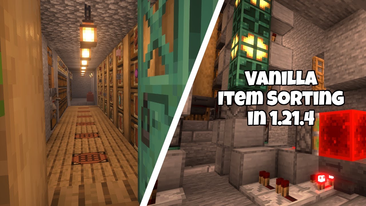 Minecraft 1.21.4 Modular Item Sorting Showcase with Self-Flushing Copper Bulb Item Sorters