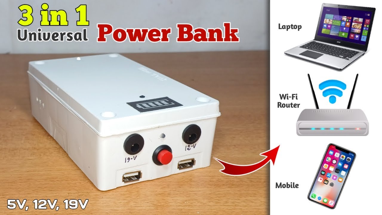 How to Make 3 in 1 Universal Power Bank | Laptop Power Bank | 12V Power Bank