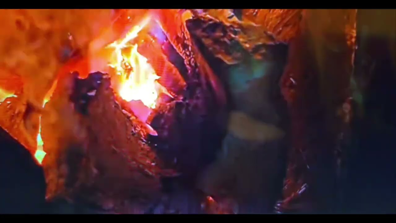 Fire in the fireplace. Relaxing sounds, crackling wood.