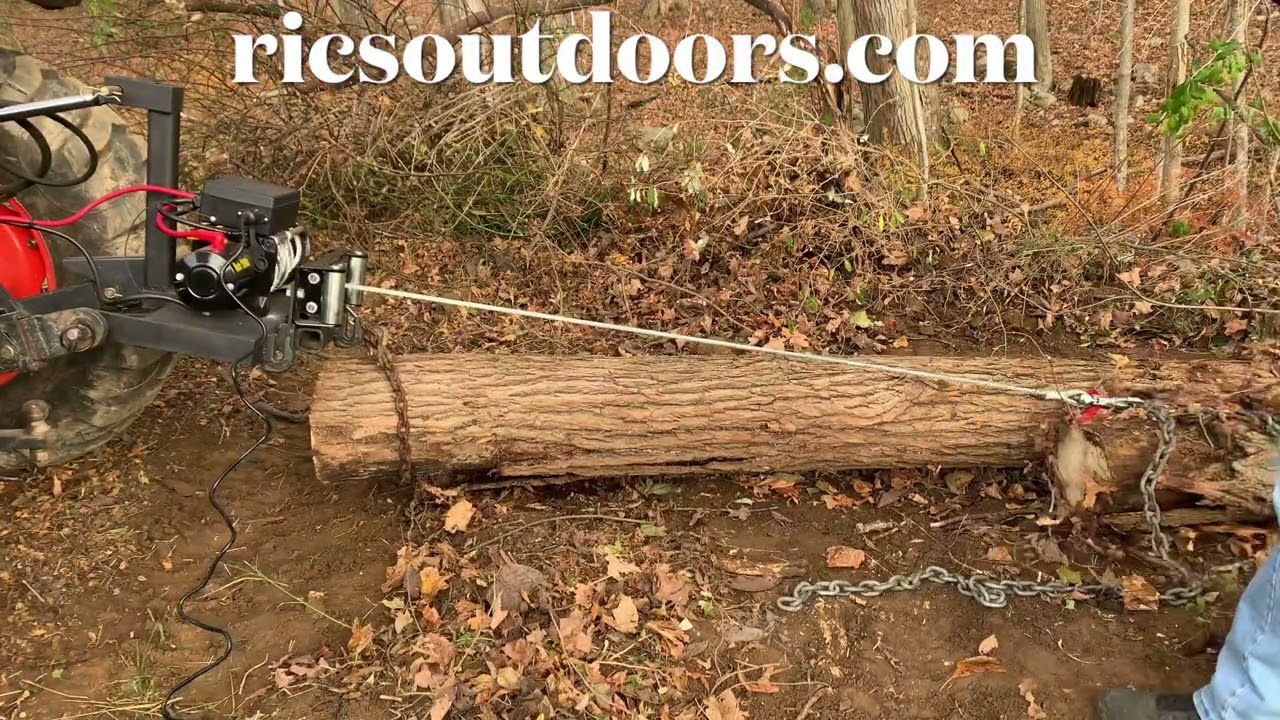 3 point log winch skidding logs part 1