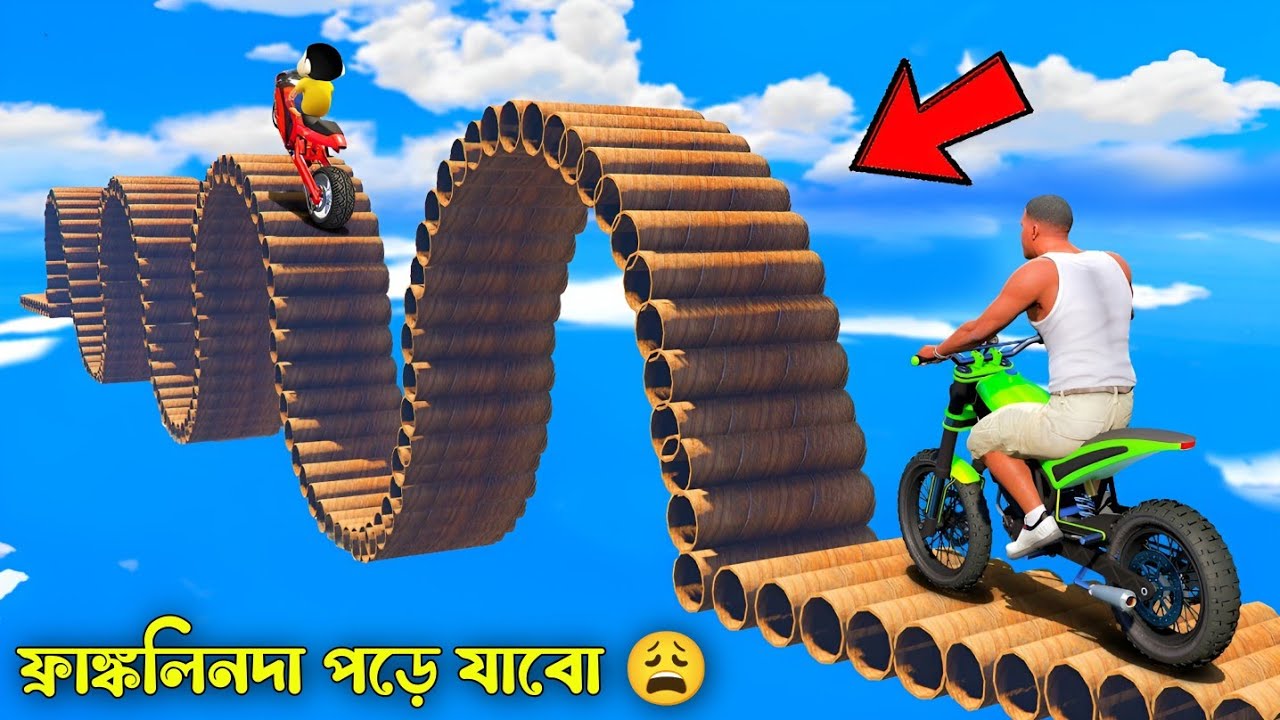 Franklin Shinchan Tried Most Dangerous Beach Sky Ramp Challenge | Gta V Bangla Gameplay