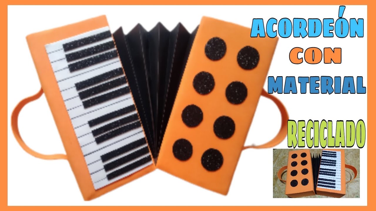 ACORDEON DE CARTÓN RECICLADO ♲ INSTRUMENTO MUSICAL CASERO