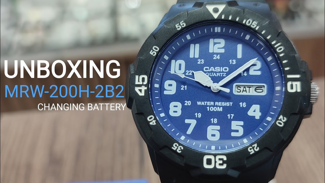UNBOXING CASIO MRW-200H-2B2 | Battery replacement | Watch stem and crown removing