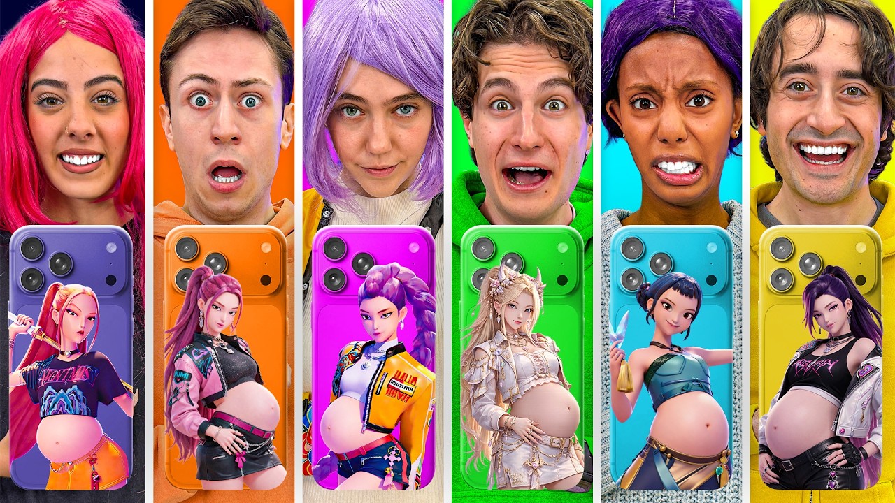 MANGIAMO SOLO CIBO DEL COLORE DEL IPHONE DI KPOP DEMON HUNTERS INCINTA! Hanno un figlio🍼