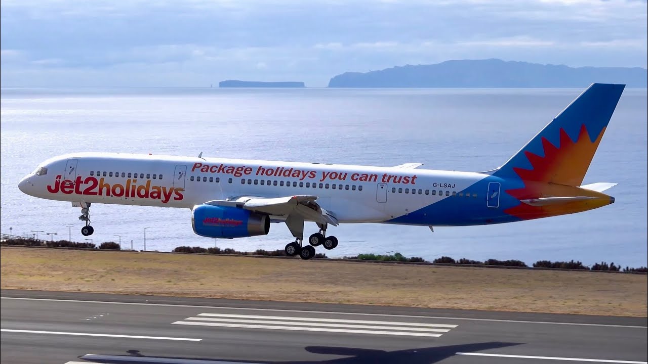Farewell G-LSAJ Boeing 757-200 Jet2 Landing & Takeoff Spoll Up at Madeira Airport
