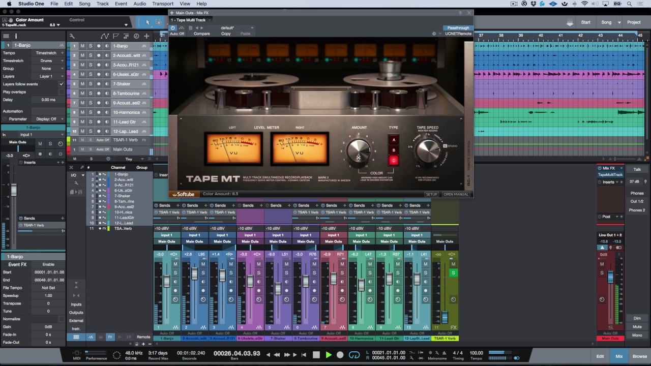 Overview - Softube Tape - Mix Engine FX Plug-in For PreSonus Studio One