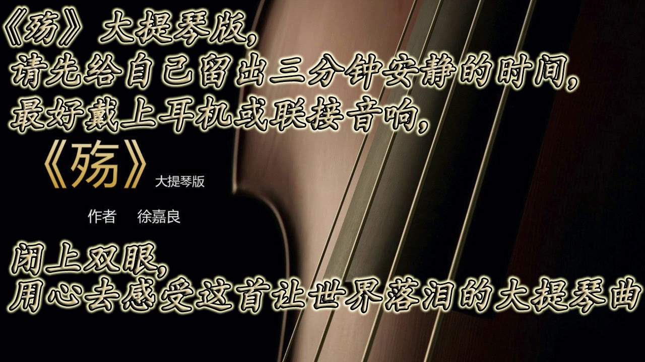 《殇》大提琴版，请先给自己留出三分钟安静的时间，最好戴上耳机或联接音响，闭上双眼，用心去感受这首让世界落泪的大提琴曲 。