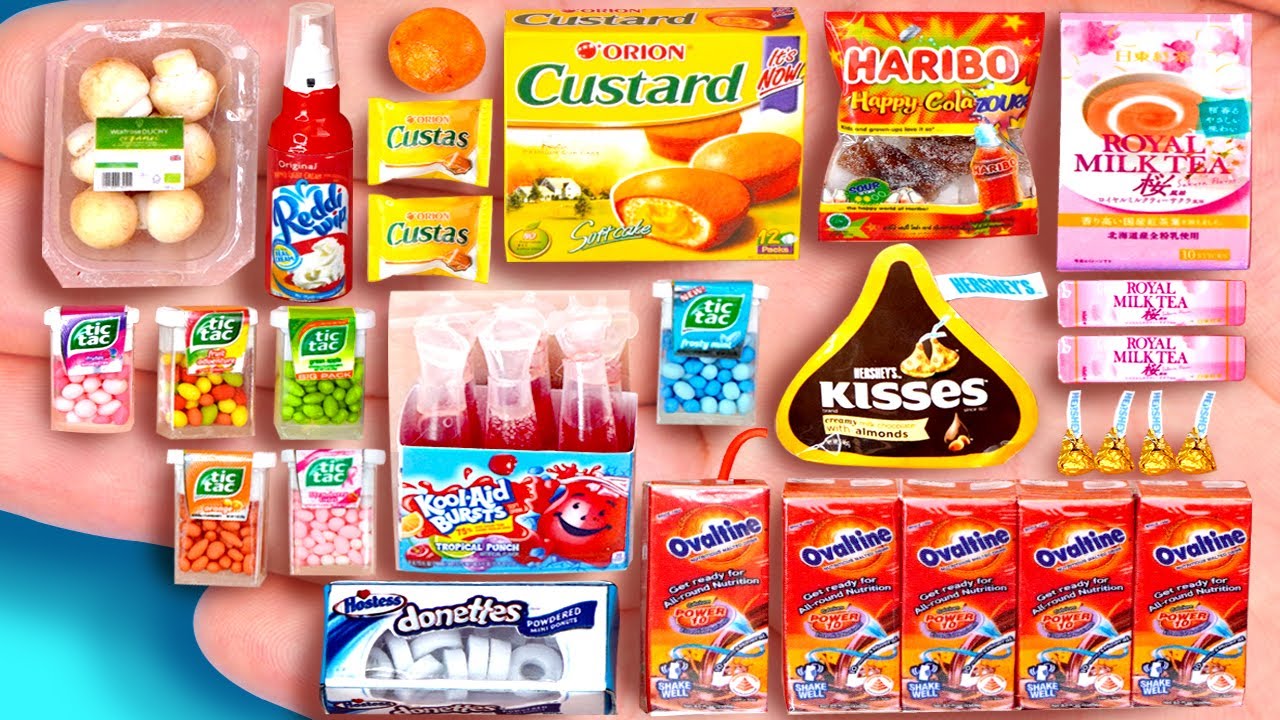 26 DIY MINIATURE BARBIE IDEAS ~ mini haribo, ovaltine, chocolate kisses and more!