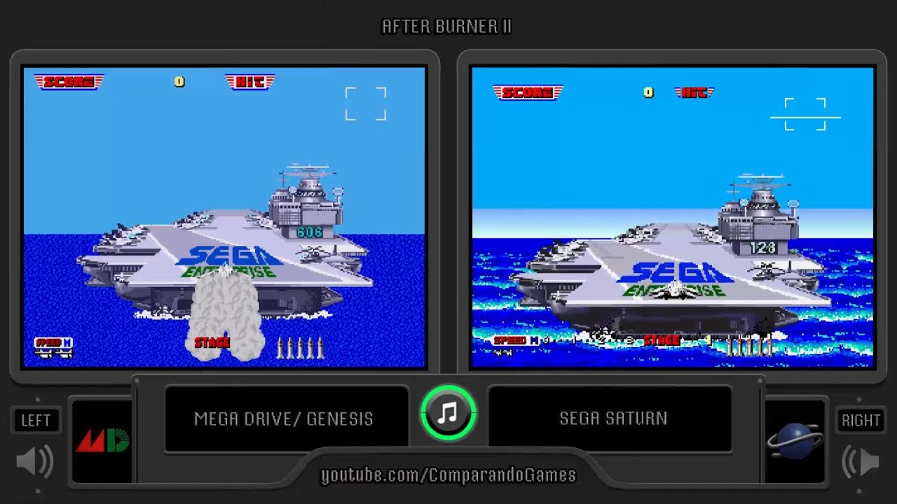 After Burner II (Sega Genesis vs Sega Saturn) Side by Side Comparison