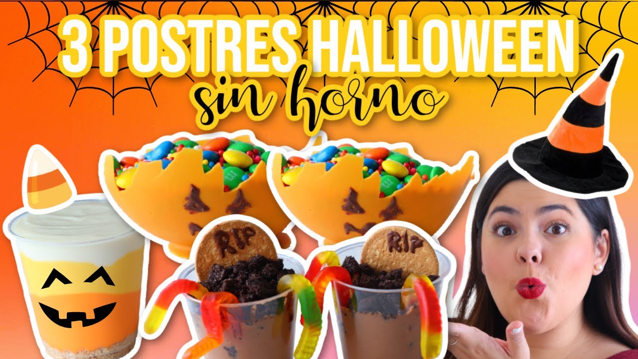 3 POSTRES  SIN HORNO PARA HALLLOWEEN | RebeO