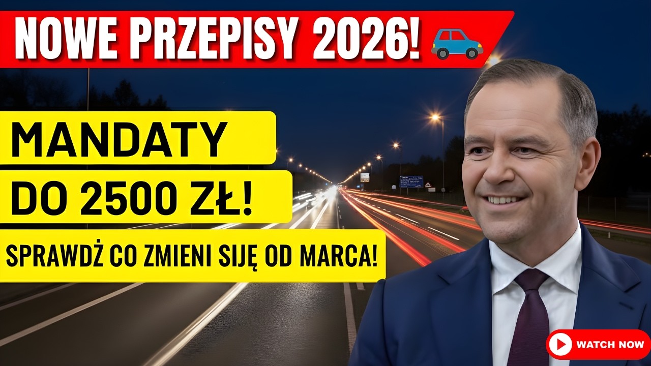Nowe przepisy dla kierowc&oacute;w w Polsce 2026 🚗 Mandaty do 2500 zł &ndash; sprawdź, co się zmieni od marca