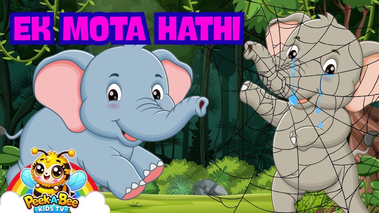 Ek Mota Hathi 🐘 | एक मोटा हाथी | Animal Song for Children | Peek-a-Bee Kids TV