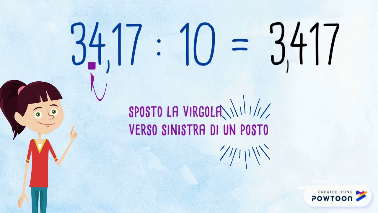 DIVIDERE I NUMERI DECIMALI per 10, 100, 1.000