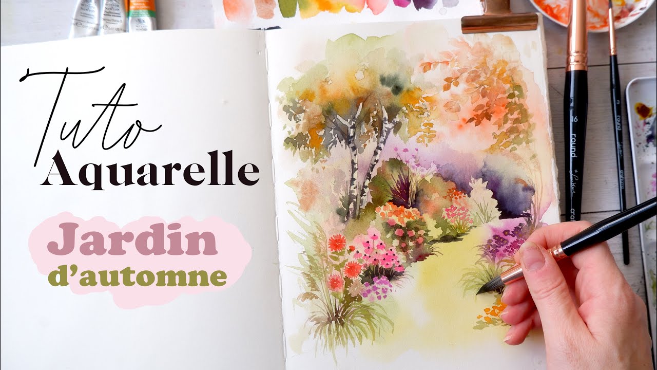 Tuto aquarelle : Jardin d'automne 🍁🌷🍂