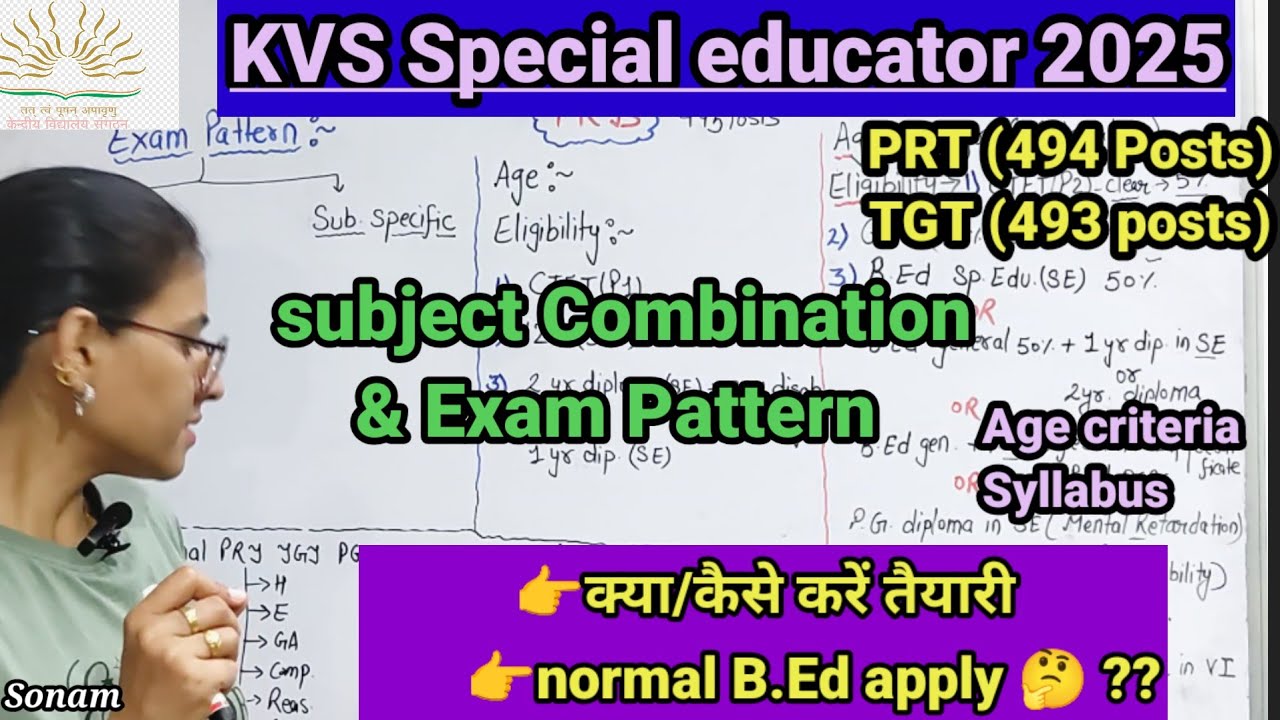 KVS PRT TGT Special Educator vacancy 2025 eligibility age criteria exam pattern by teaching goals|
