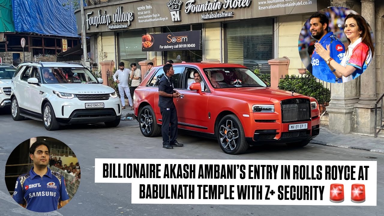 Billionaire Akash Ambani&rsquo;s Entry in Rolls Royce at Babulnath Temple with Z+ Security🚨#ambani #rich 