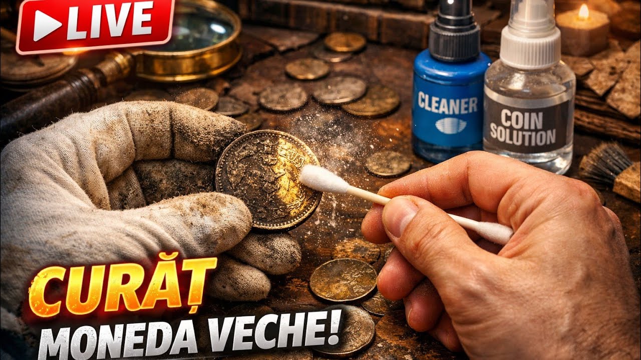 Curăț monede vechi găsite cu detectorul de metale