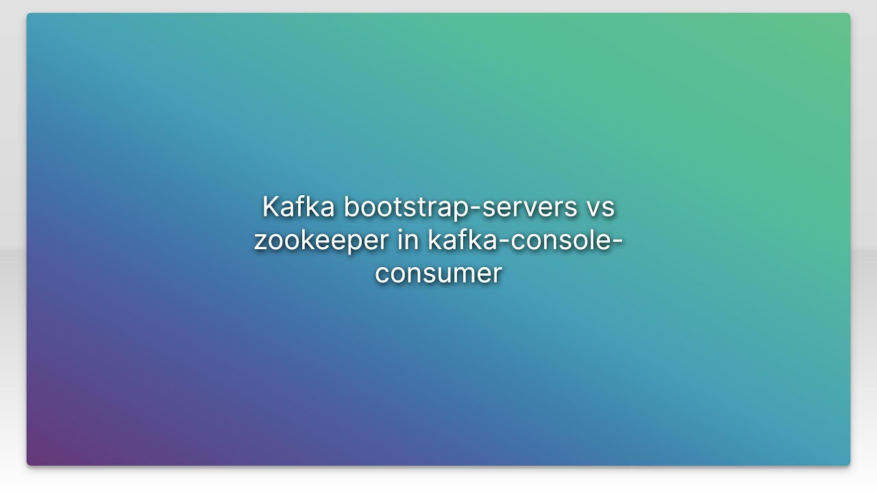 Kafka bootstrap-servers vs zookeeper in kafka-console-consumer