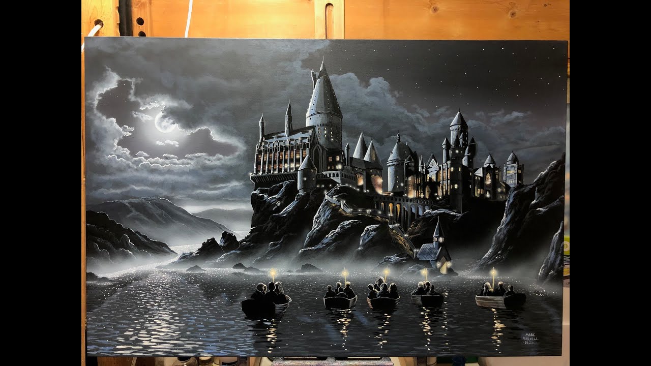 #26 How to Paint Hogwarts Castle | Acrylic Painting Tutorial | Marc Harvill Art