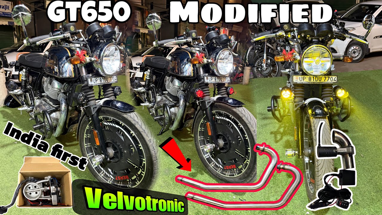 Gt 650 valvetronic Exhaust system | royal enfield gt 650 modified | Gt650 Red Roosters exhaust