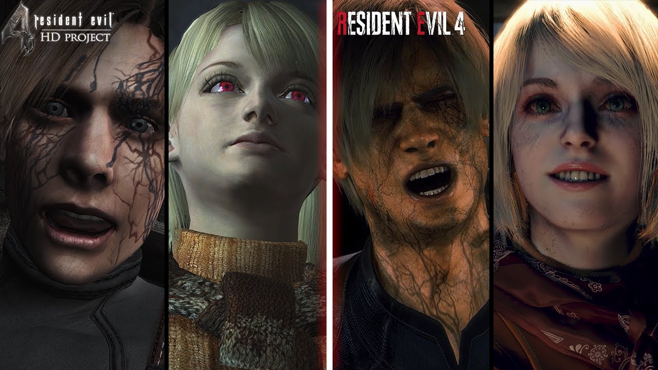 Resident Evil 4 Remake - All Transformations & Infected Plaga Scenes  (HD Project vs Remake)