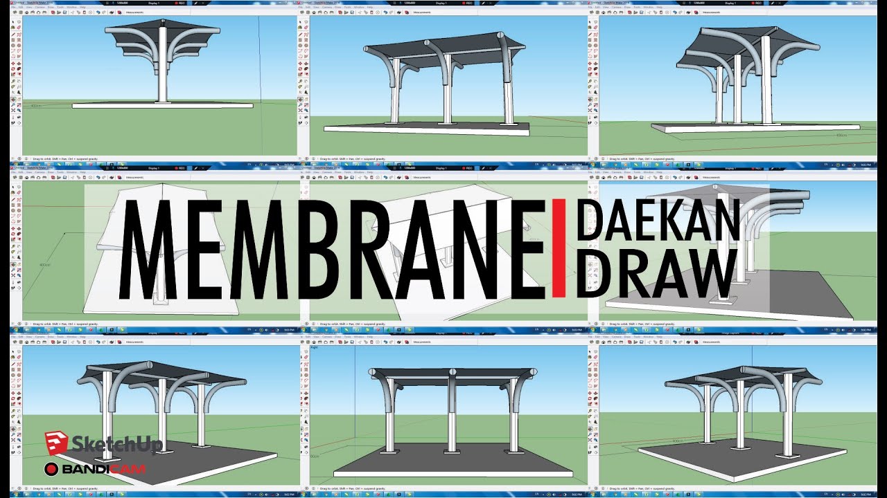 #canopy #tents #membrane MEMBRANE TENT SUITABLE FOR PARKING PLACES WITH 2016 SKETCHUP [TIME LAPSE]