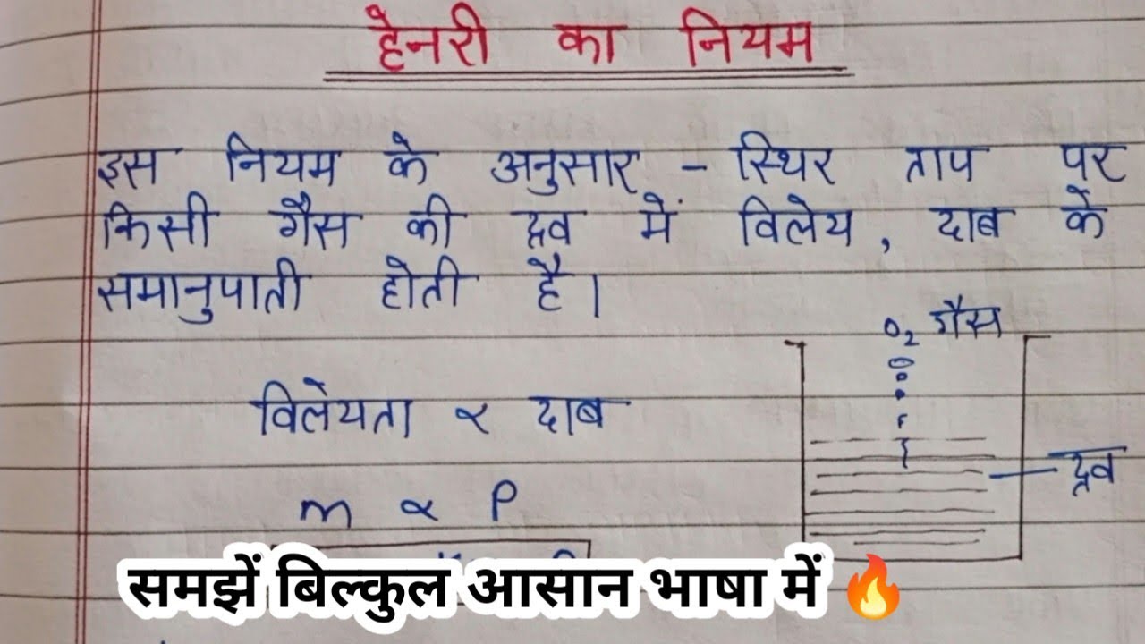 हेनरी का नियम। विलयन। Henri Ka Niyam | Class 12 Chemistry 