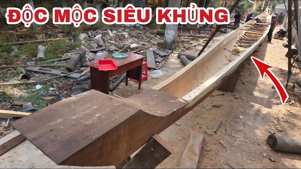 Độc Mộc Siêu Khủng Chùa Bưng Cóc 🚣‍♂️ Lộ Diện Công Đoạn Quan Trọng Nhất – Lắp Công Đùi