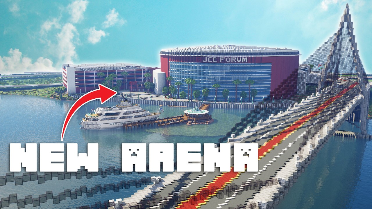 Building a WATERFRONT ARENA in our Minecraft City! 03