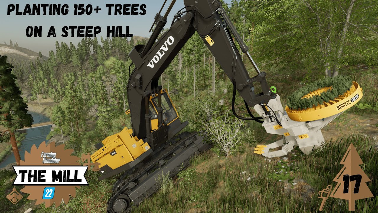 PLANTING 150+ TREES ON A STEEP HILL | Farming Simulator 22  Timelapse | #17 | Silverrun Forest