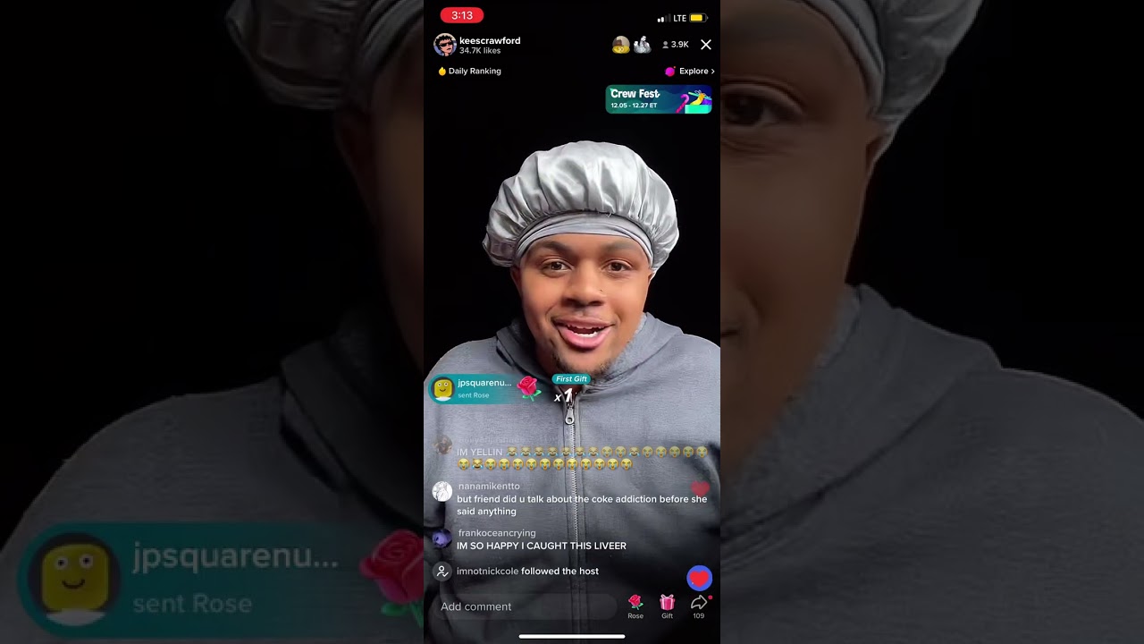 Kees crawford Tiktok live explaining its.tmariee drama