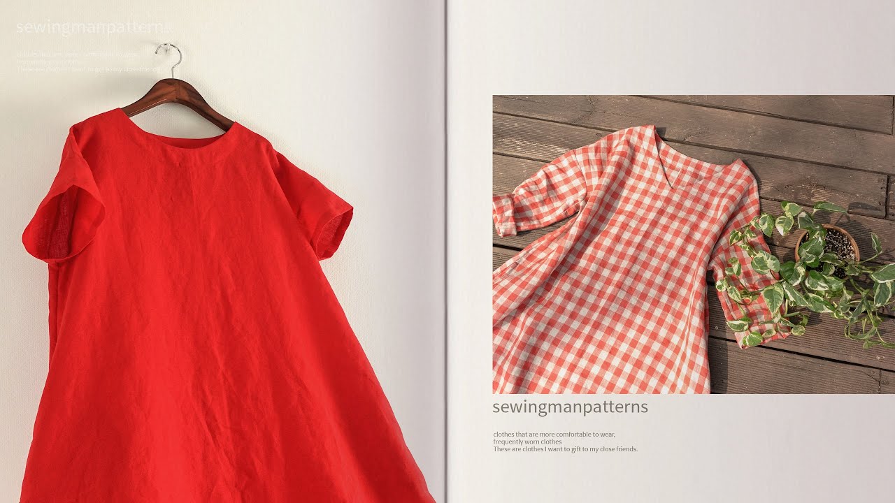 md186 드롭숄더 오버핏 A라인 심플 원피스 소잉 패턴 옷만들기 / Drop Shoulder Oversized Dress PDF Sewing Pattern for Women