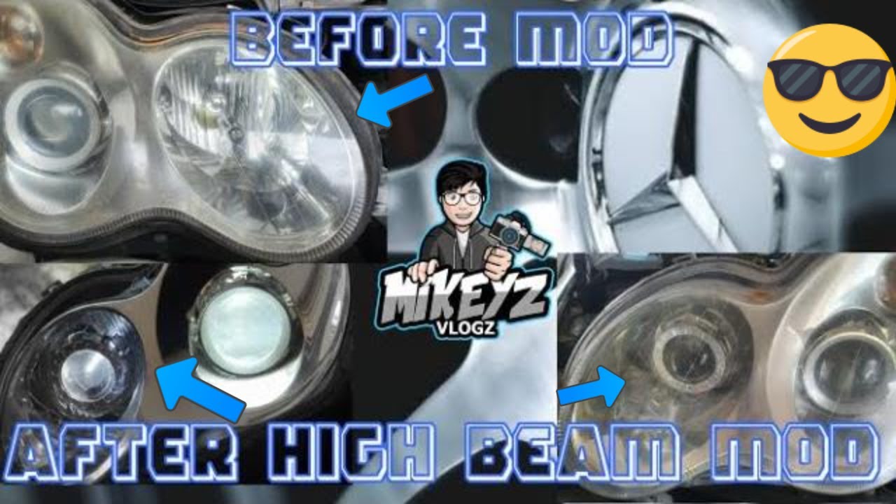 car headlight mod retrofit (mercedes w203 headlight projector high beam)