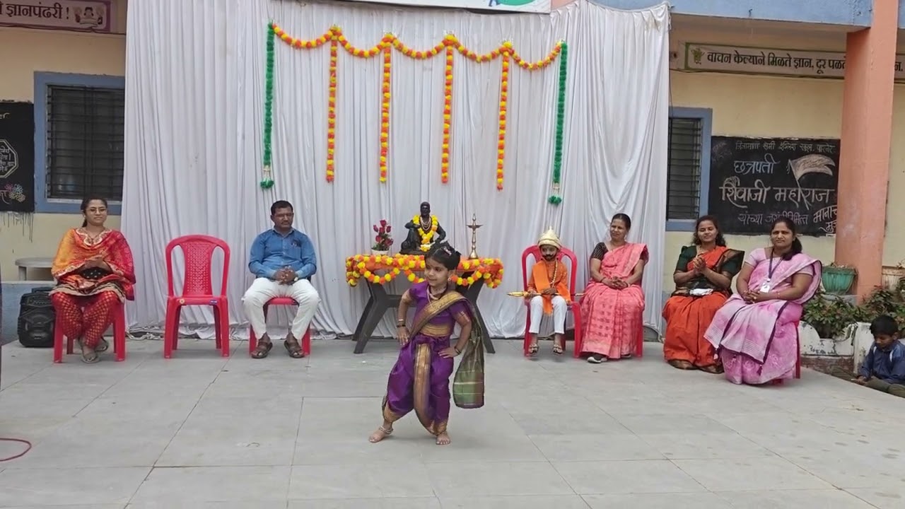 💐😊A beautiful performance by little Jr kg student  On Shiv jayanti ♥️🥳😊👌