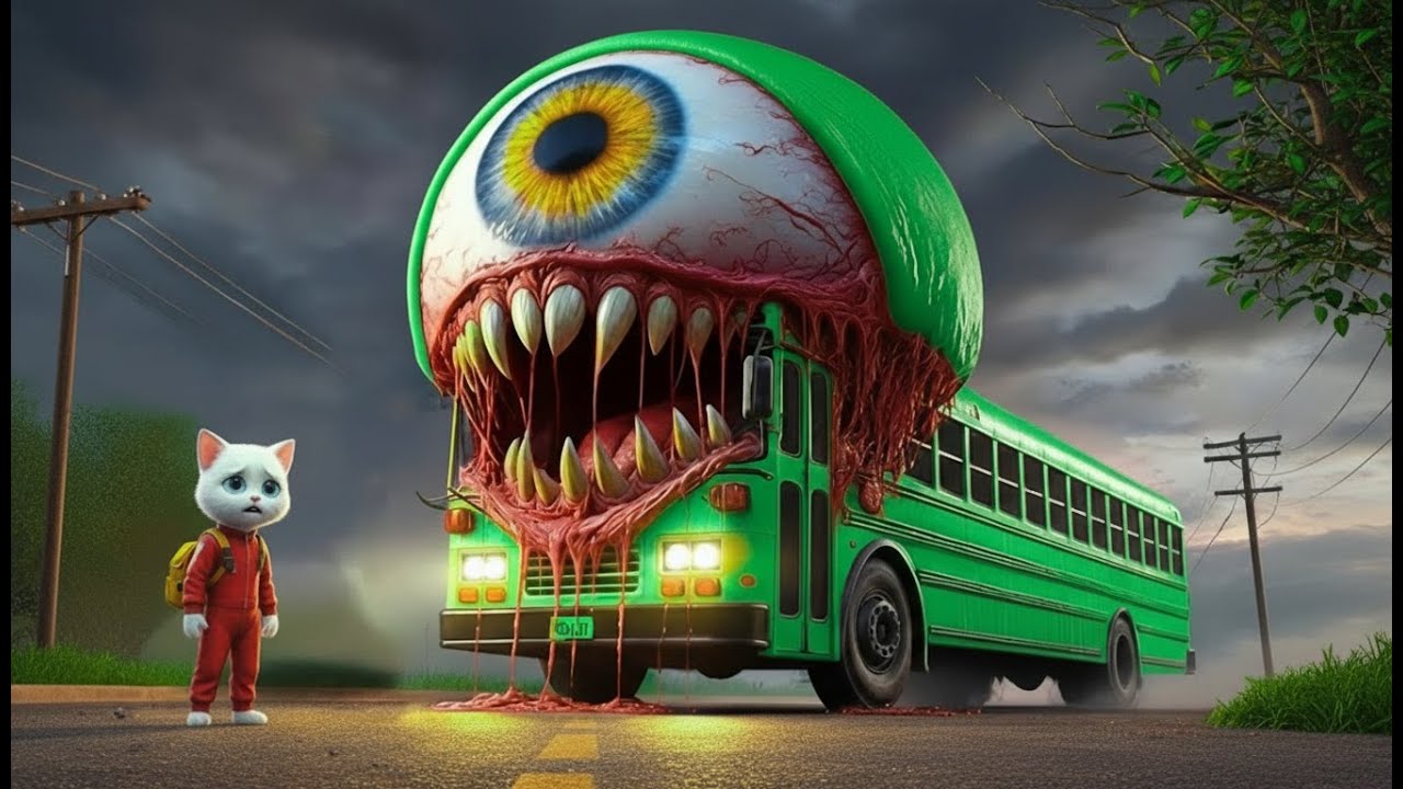 😱🚌 Kitten Encountered A Mutated School Bus Monster On Its Way To School! 🐱💥