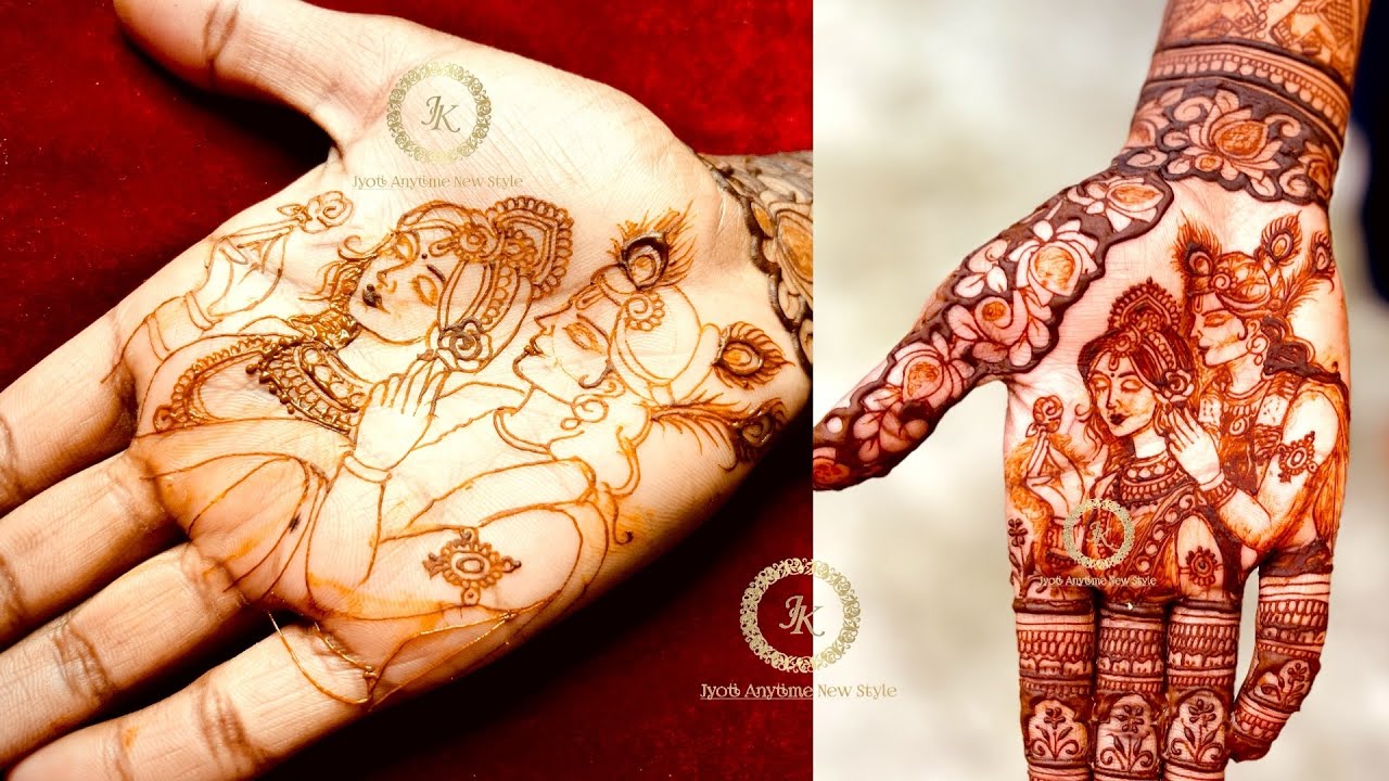 How to Draw Radha Krishna in Mehndi Design|bridal mehndi design with krishna| dulhan Mehandi Design