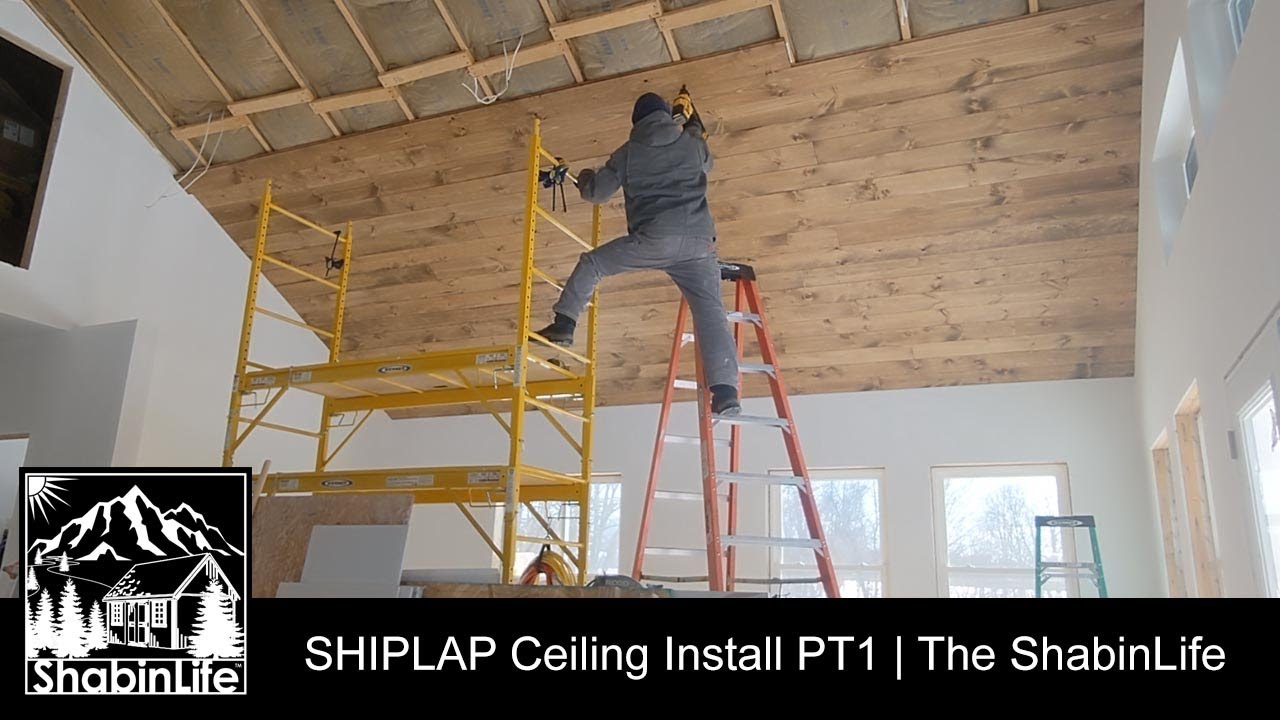 SHIPLAP Ceiling Install PT1 | Off Grid Mountain House Build | The ShabinLife