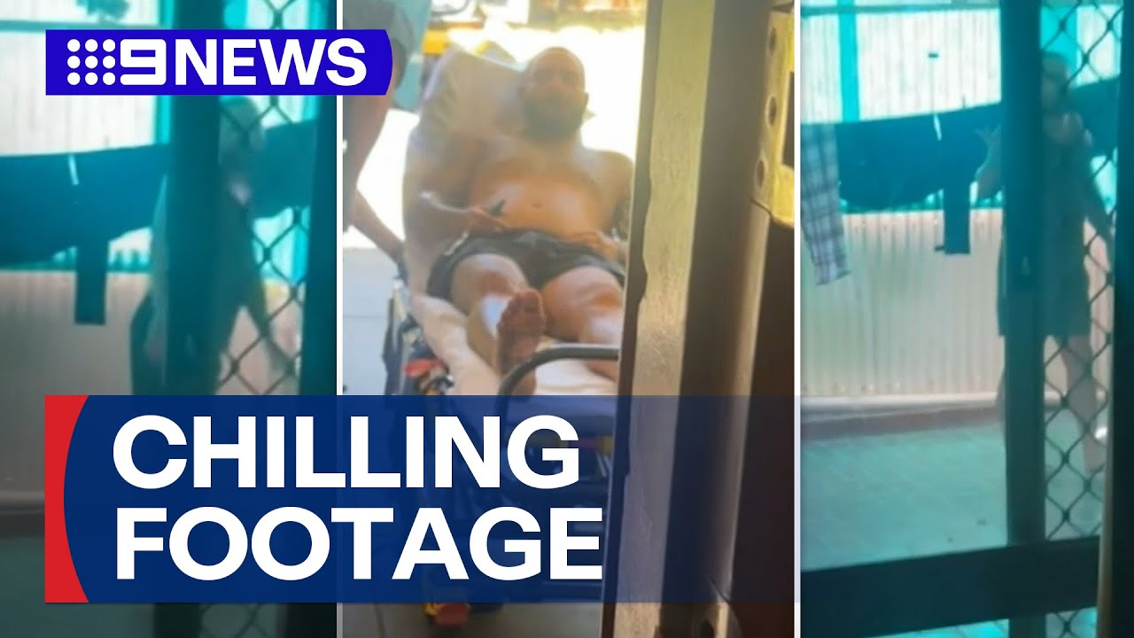 New footage of a stabbing victim desperately seeking refuge | 9 News Australia