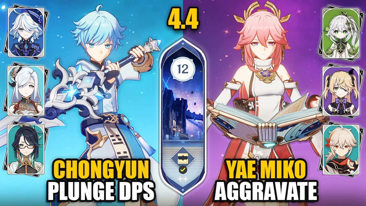 F2P Chongyun DPS ft Xianyun & C0 Yae Miko Aggravate | Spiral Abyss 4.4 Floor 12 | Genshin Impact