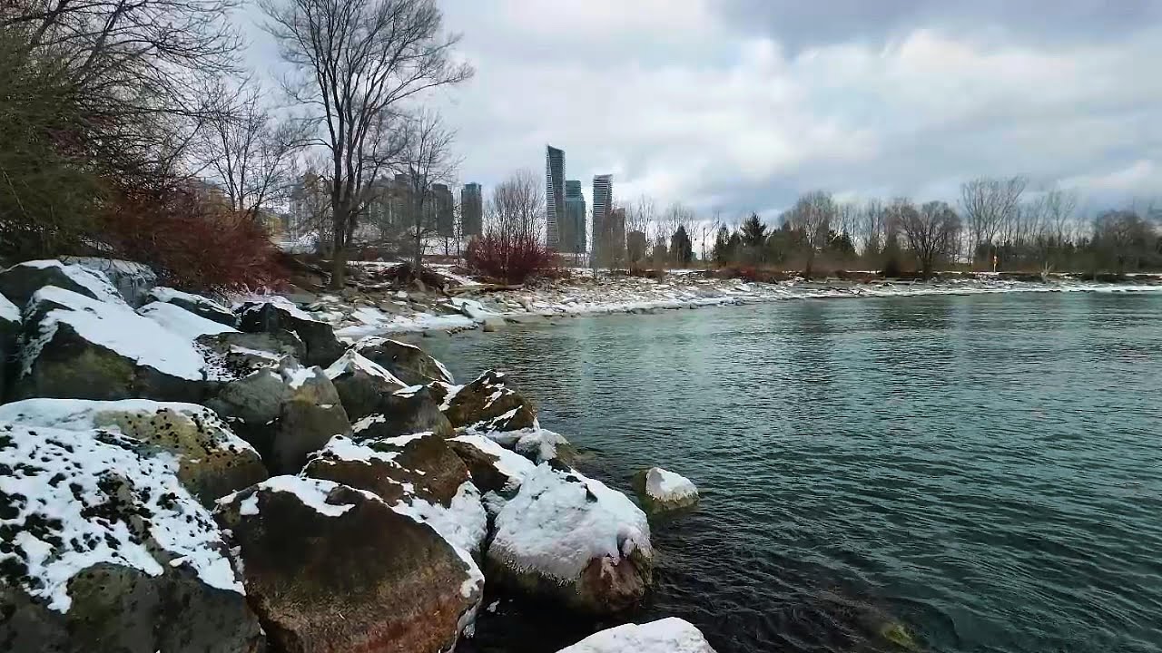 flying over a frozen lake
