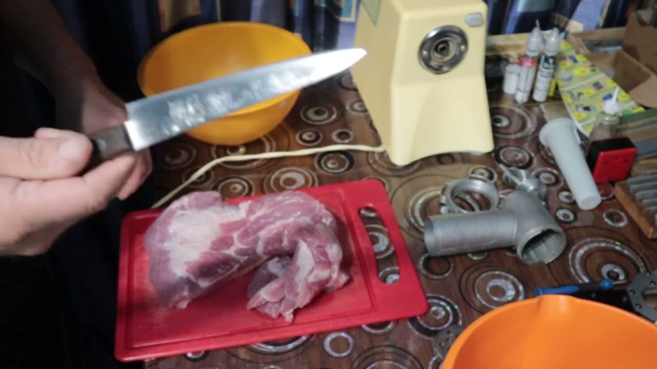 Притирка решетки от мясорубки и работа мясорубки