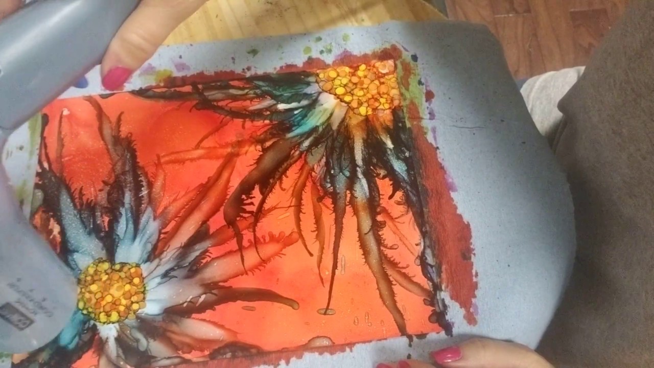 #13 Alcohol ink splatter flowers and Posca pens