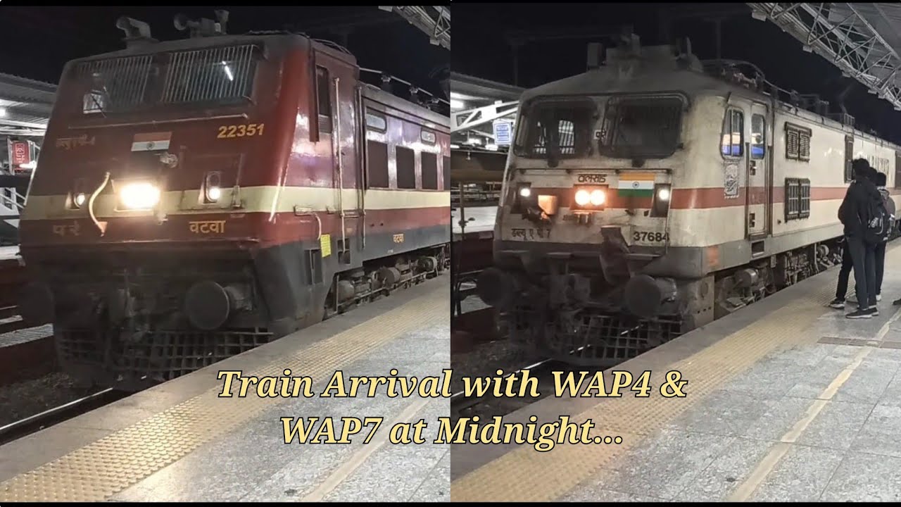 👉Back to back Train arrival with announcement at Midnight_19015 Saurashtra Exp_22957 Somnath SF Exp